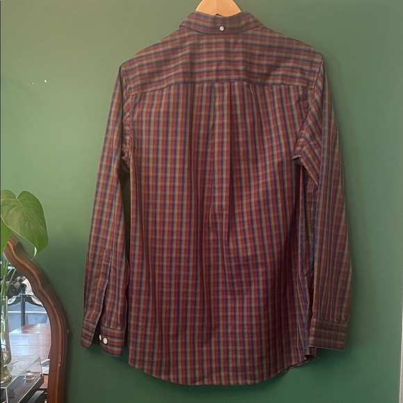 Duluth Trading Co Mens Slim Fit M Red, Blue & Mustard Plaid Shirt Fall - Picture 8 of 8